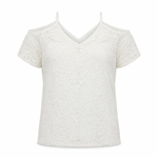 Front view of Very women’s white floral basic t-shirt, size UK 12