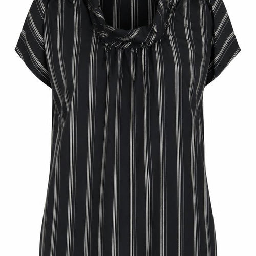 Kimono Womens Black Striped  Tunic T-Shirt Size L