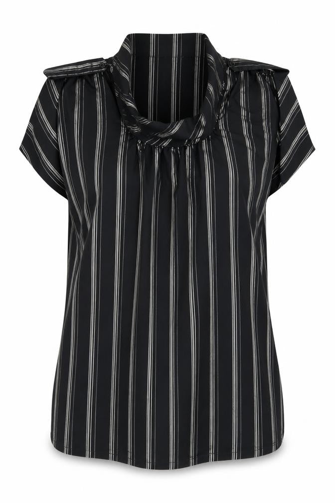 Kimono Womens Black Striped  Tunic T-Shirt Size L