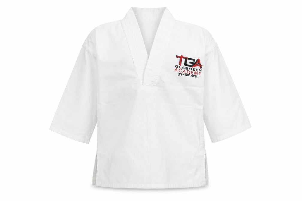 Front view of bytomic boys’ white basic casual, size 5, years - martial arts