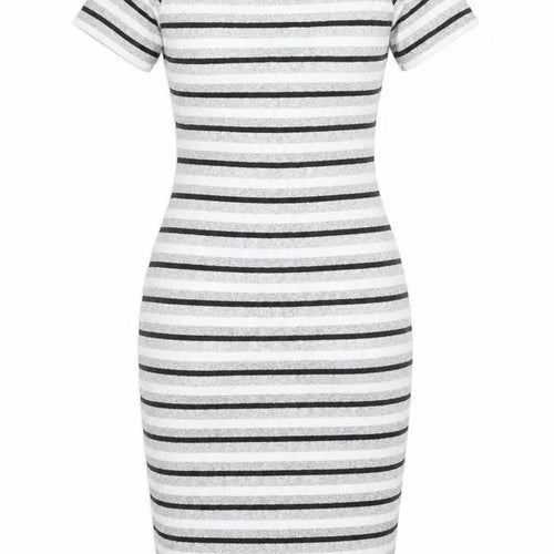 New Look Womens Grey Striped Knit Pencil Dress  Size 10