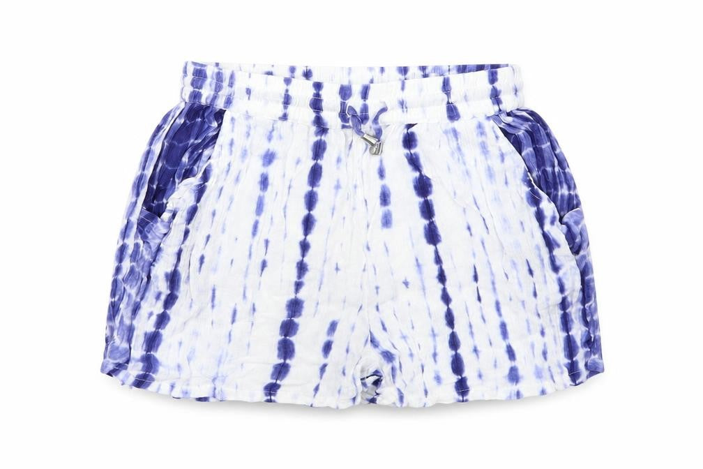 Front view of Primark women’s blue sweat shorts, size UK 4