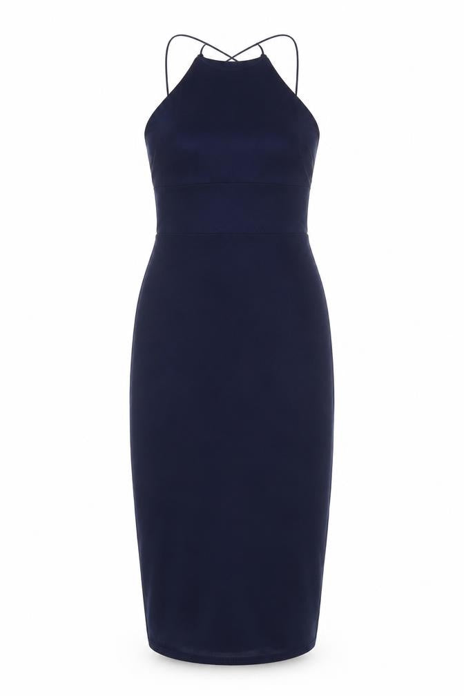 Front view of Missguided women’s blue bodycon, size UK 6