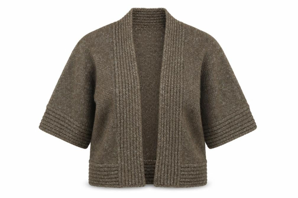 Front view of Atmosphere women’s green cardigan jumper, size UK 10