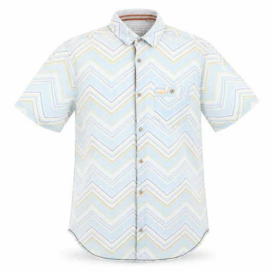 Front view of Debenhams men’s blue button-up, size L