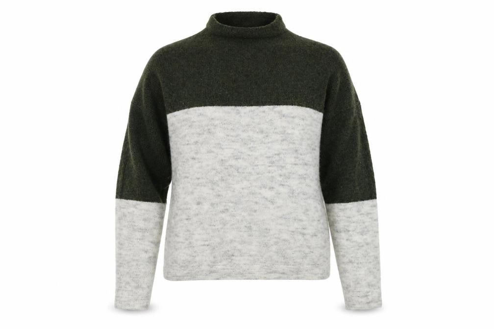 Front view of Peacocks women’s grey jumper, size S
