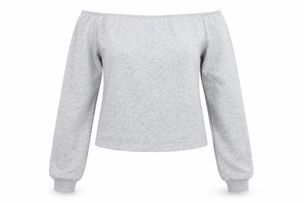 Front view of Portabello pink women’s grey jumper, size UK 8