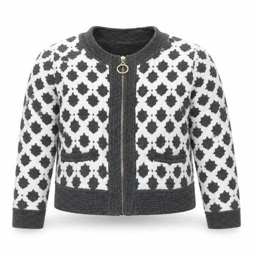 Trish Scully Child Girls White Geometric  Jacket Coatigan Size 4 Years