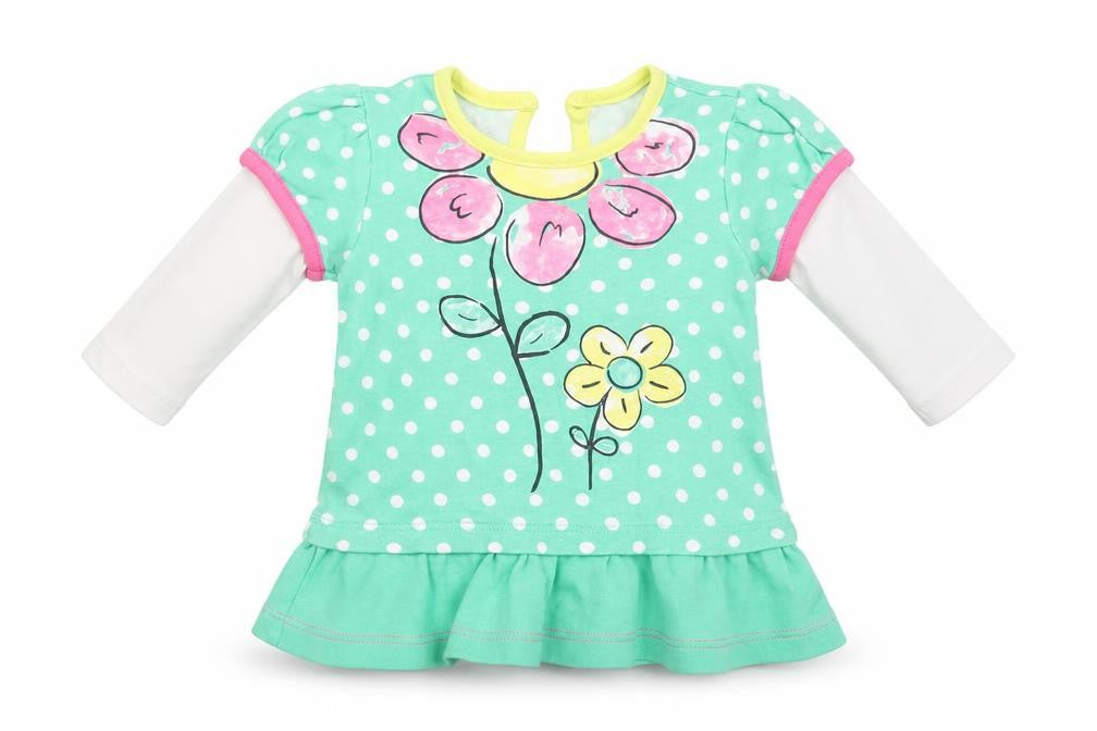 Front view of George girls’ green floral basic t-shirt size newborn