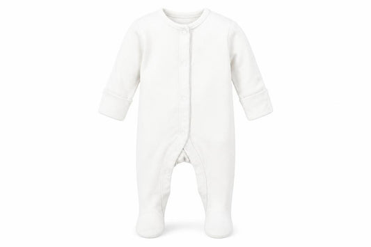 Front view of F&F Baby White Babygrow One-Piece, size 0-3, Months