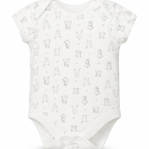 George Baby White Geometric  Romper One-Piece Size 0-3 Months  - Bear Print