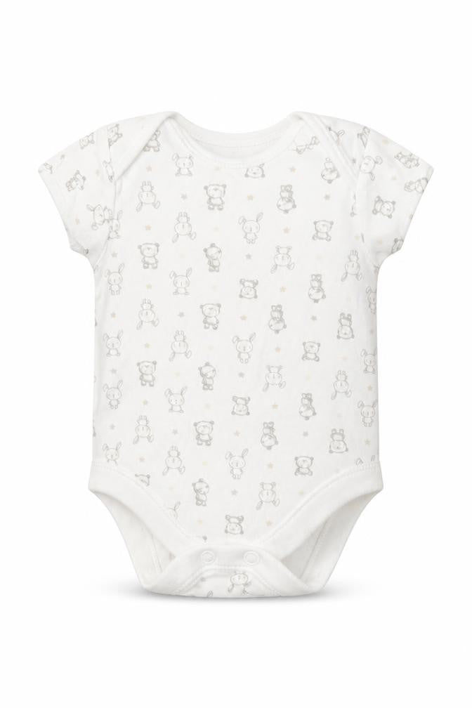 George Baby White Geometric  Romper One-Piece Size 0-3 Months  - Bear Print