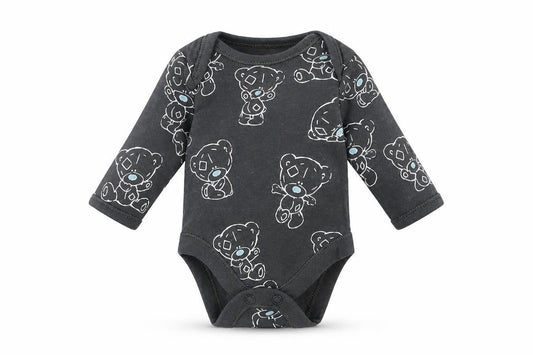 Front view of George Baby Grey Babygrow One-Piece Size Newborn - TEDDY