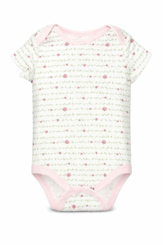 Front view of Kyle & Deena girls’ multicoloured floral leotard one-piece, size 3-6, months