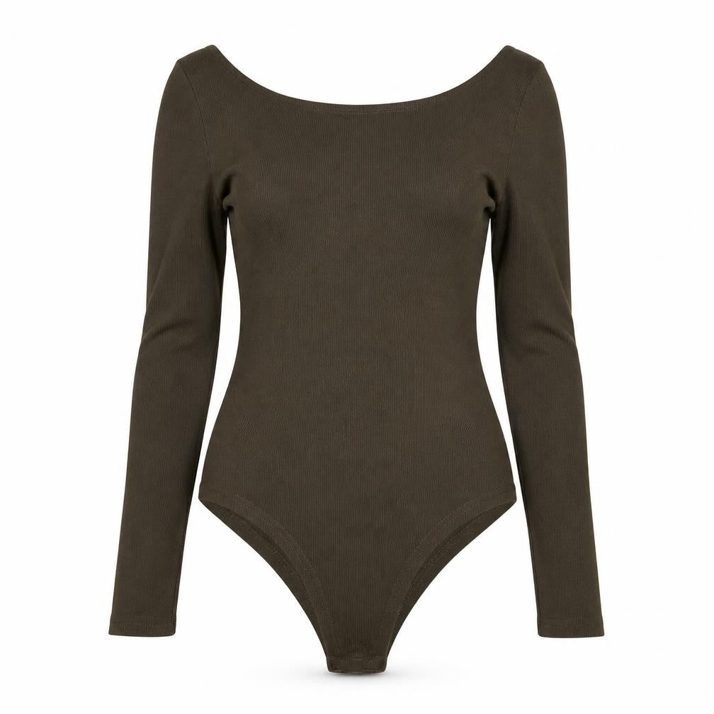 Front view of Aikha women’s green bodysuit one-piece, size L