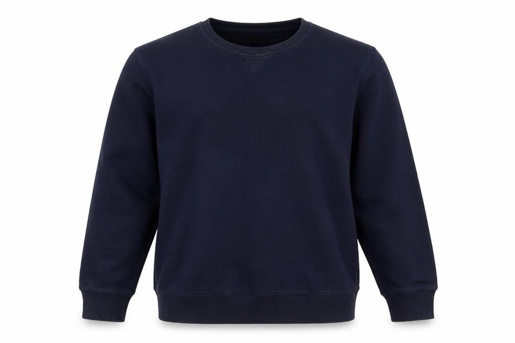 Front view of Easy men’s blue jumper, size XL