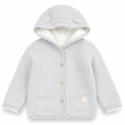 PURE Collection Baby Grey   Cardigan Jumper Size 18-24 Months