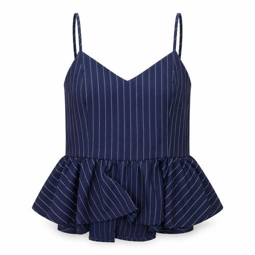 New Look Womens Blue Striped  Cropped T-Shirt Size 12