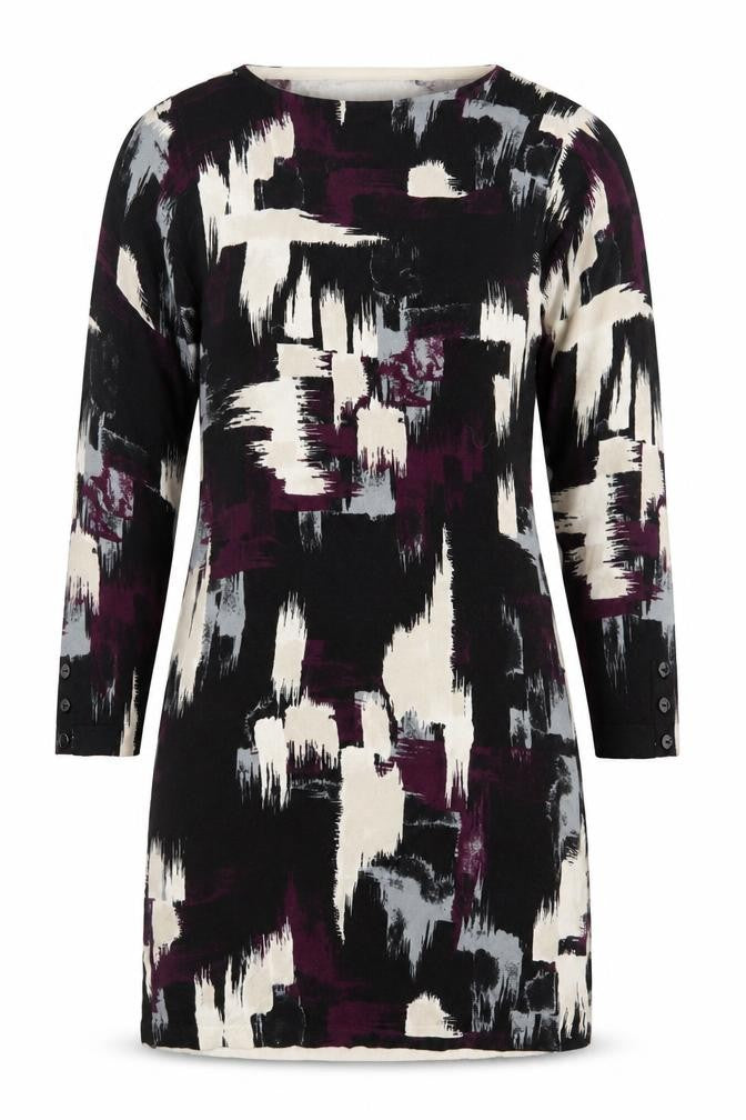 Front view of Next women’s black geometric knit jumper, size UK 6
