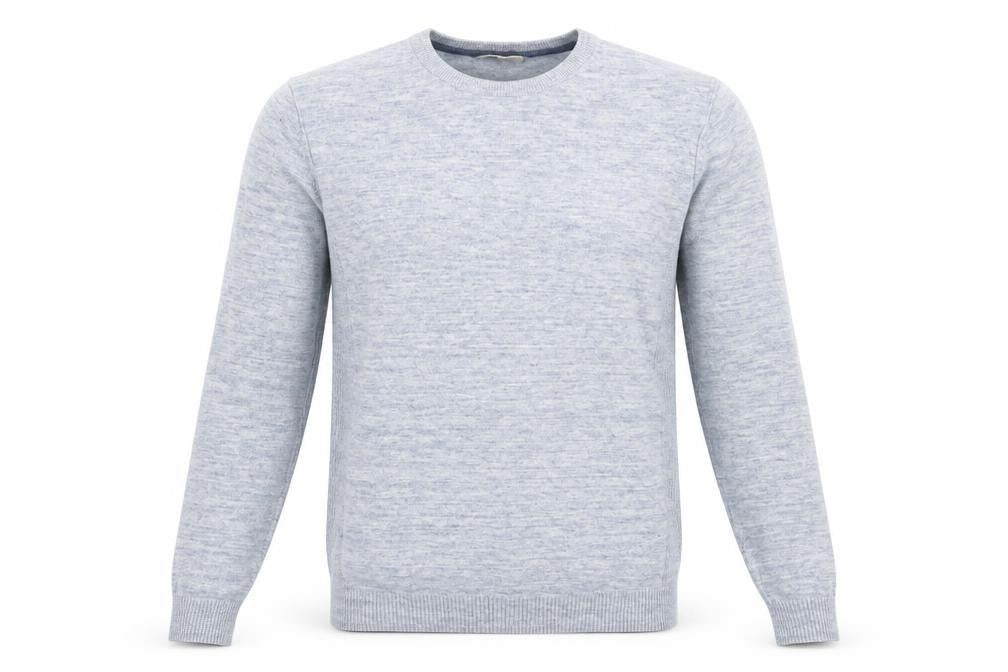 Front view of River Island men’s blue knit jumper, size M