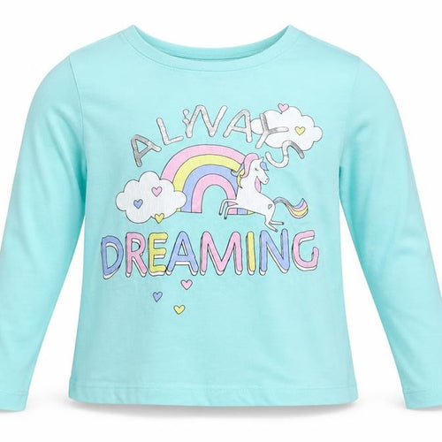 Preworn Girls Blue Solid  Top Pyjama Top Size 8-9 Years  - Always Dreaming Unicorns
