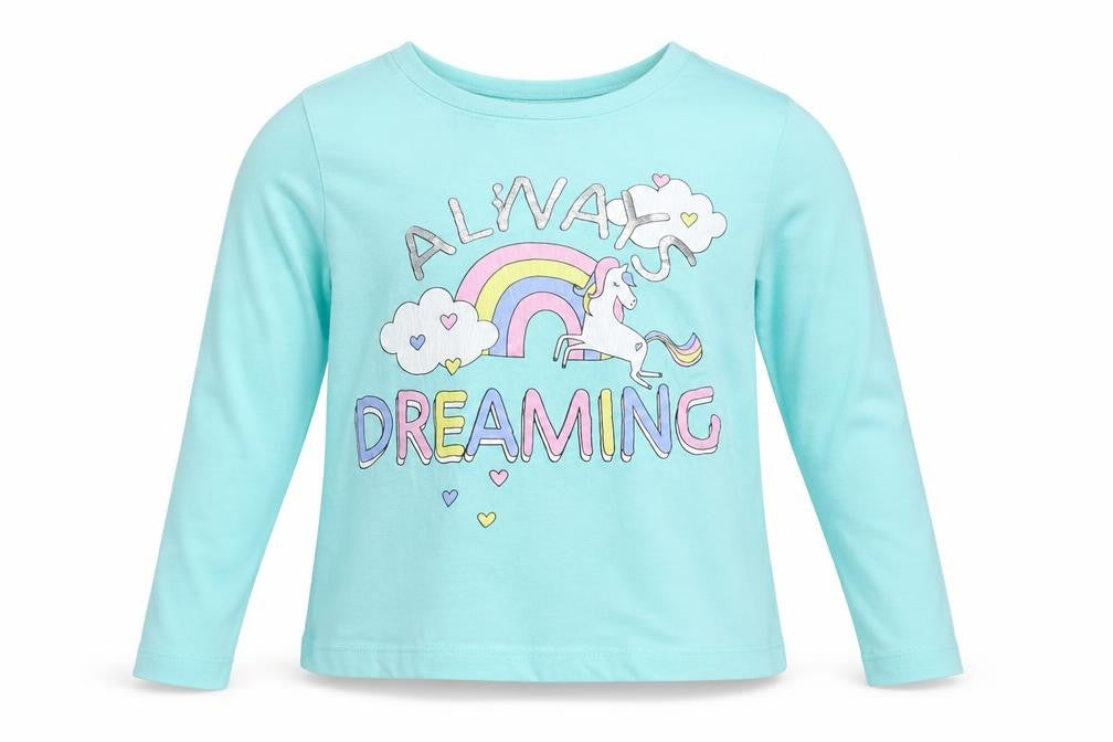 Preworn Girls Blue Solid  Top Pyjama Top Size 8-9 Years  - Always Dreaming Unicorns