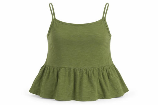Front view of Select women’s green basic tank, size UK 10