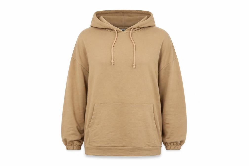 Front view of reyon women’s brown pullover hoodie, size L