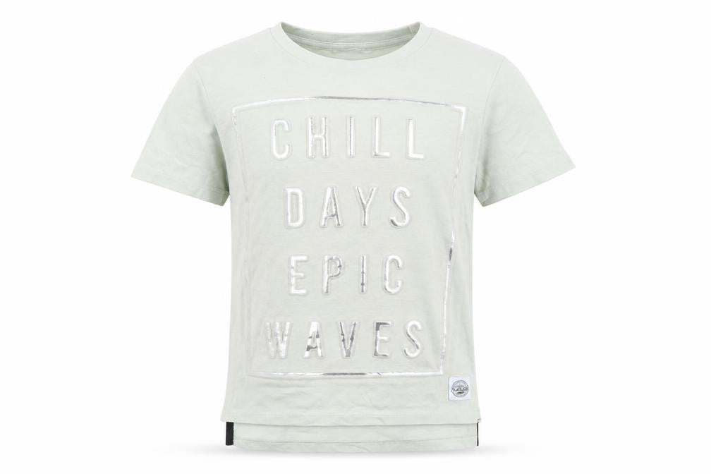 Front view of Pep&Co boys’ green basic t-shirt, size 6-7, years