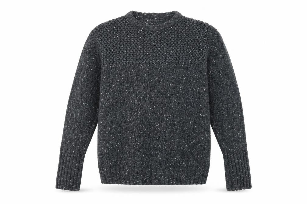 Front view of denim73 men’s grey jumper, size L