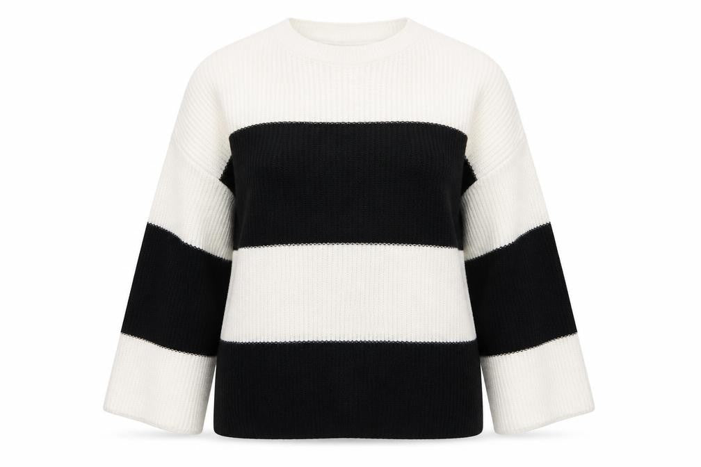 Front view of Marks & Spencer women’s multicoloured striped jumper, size M