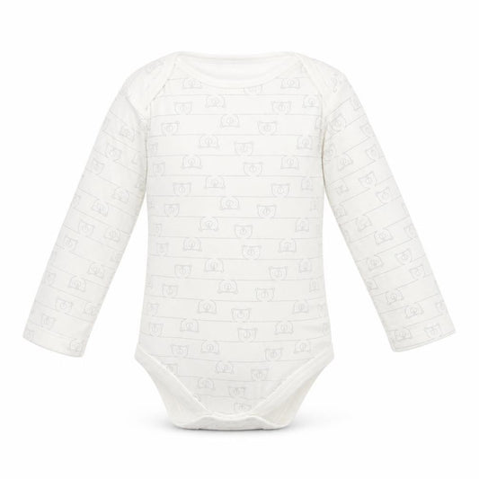 Front view of Tu girls’ white animal print babygrow one-piece, size 18, months