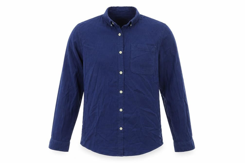 Front view of Topman men’s blue button-up, size L