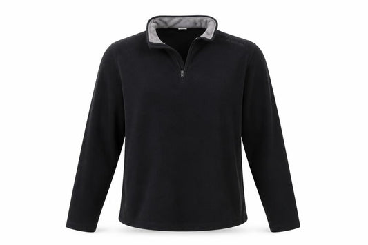 Front view of Decathlon women’s black fleece jacket, size M