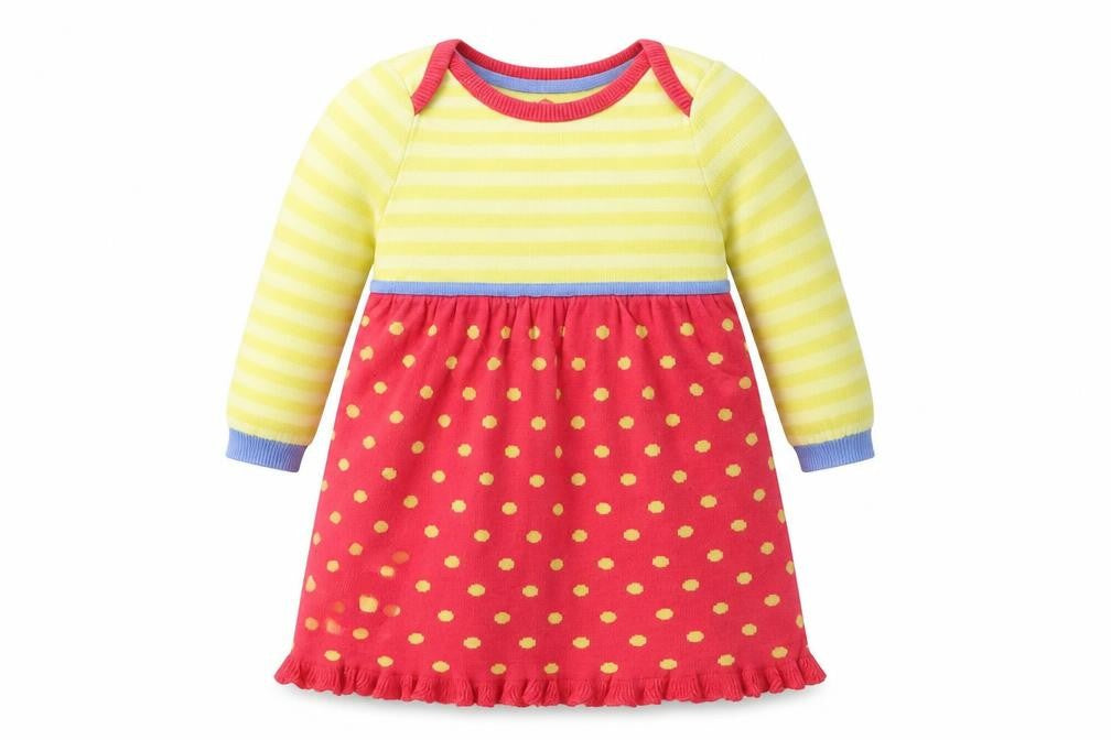 Marks and Spencer Girls Yellow Polka Dot  A-Line  Size 36 Months