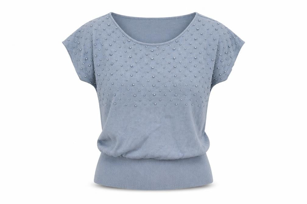 Front view of H&M women’s blue pullover sweatshirt, size S