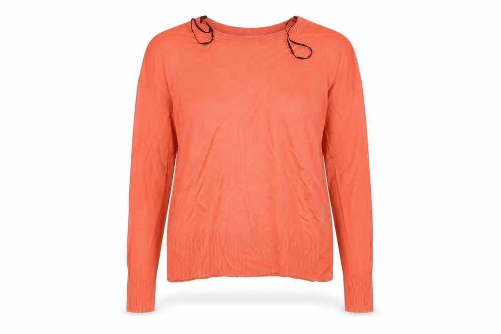 Front view of H&M women’s pink pullover sweatshirt, size M