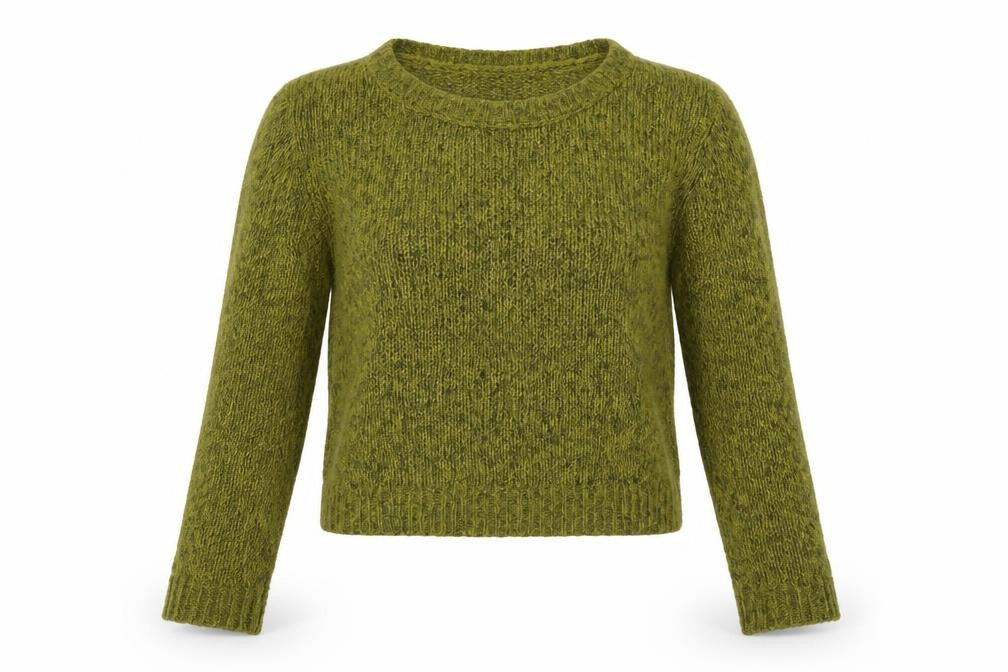 Front view of H&M women’s green pullover sweatshirt, size UK 6