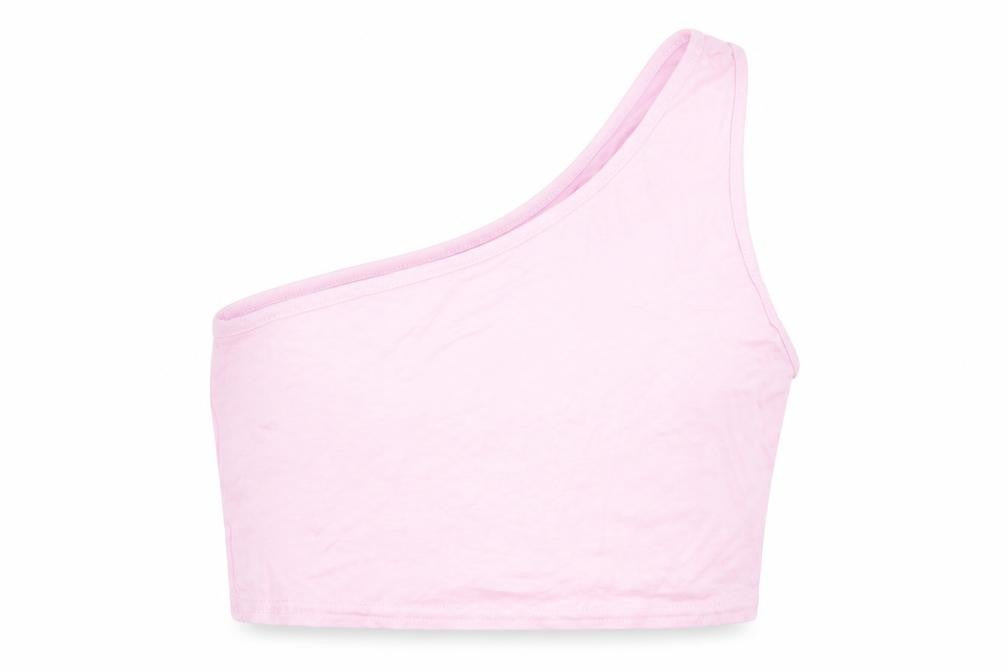 Front view of In the Style women’s pink basic tank, size UK 8, - crop