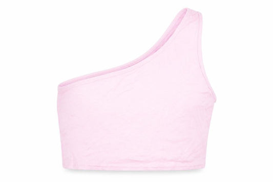 Front view of In the Style women’s pink basic tank, size UK 8, - crop