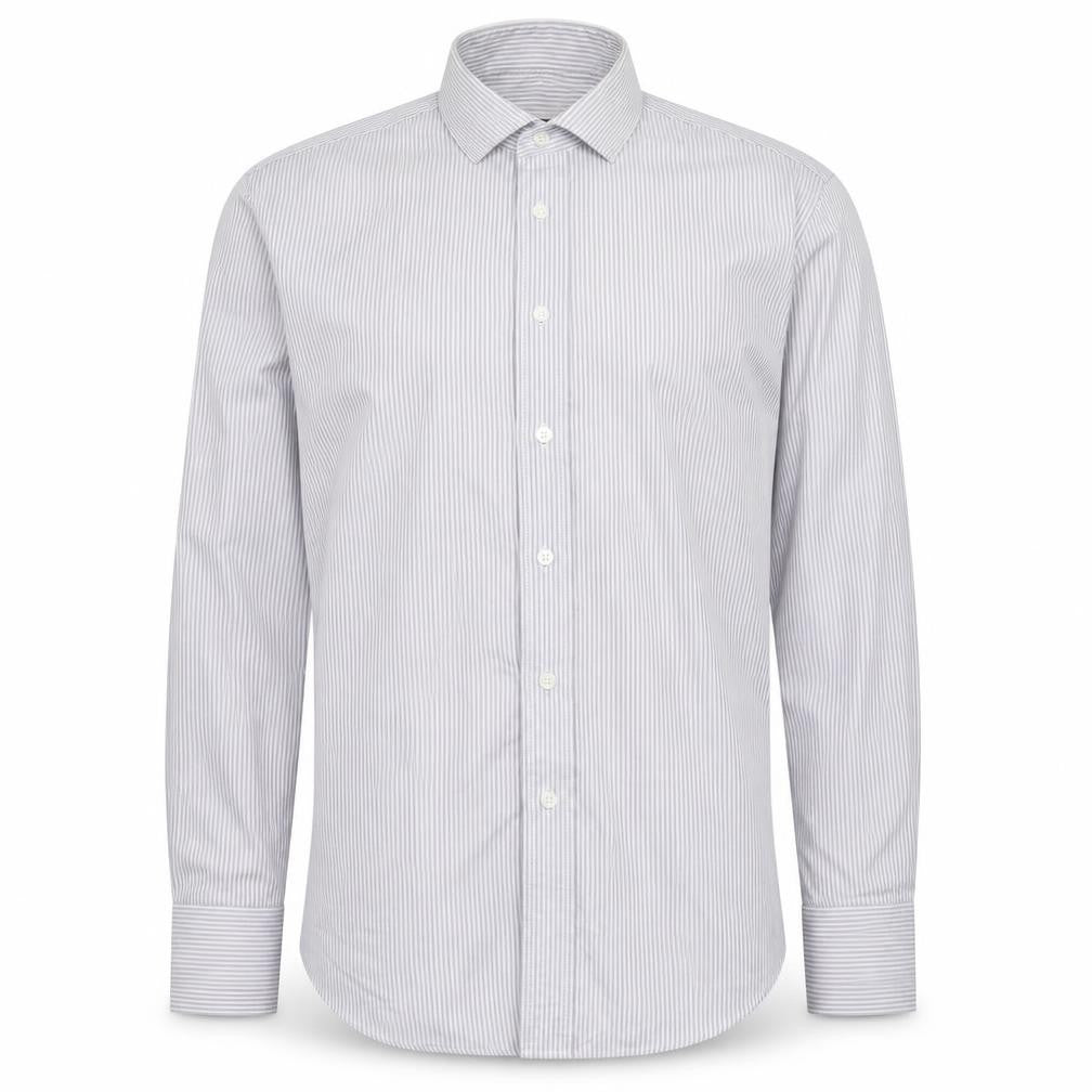Slaters Mens Grey Striped   Dress Shirt Size 16