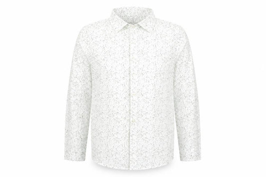 Front view of JBC boys’ white geometric basic button-up, size 8-9, years