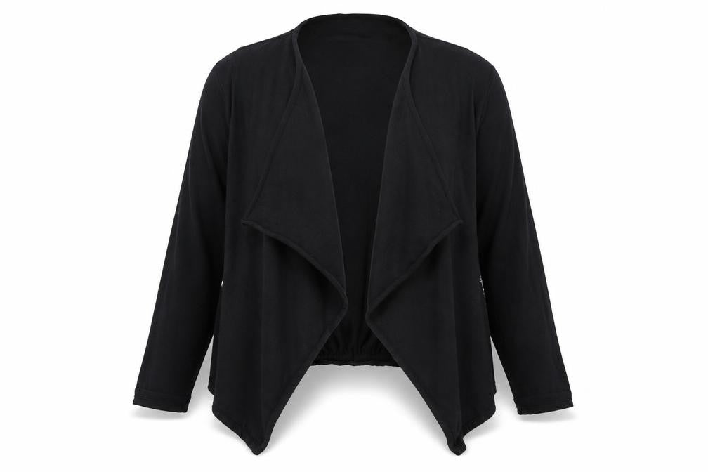 Front view of Next women’s black cardigan jumper, size UK 6