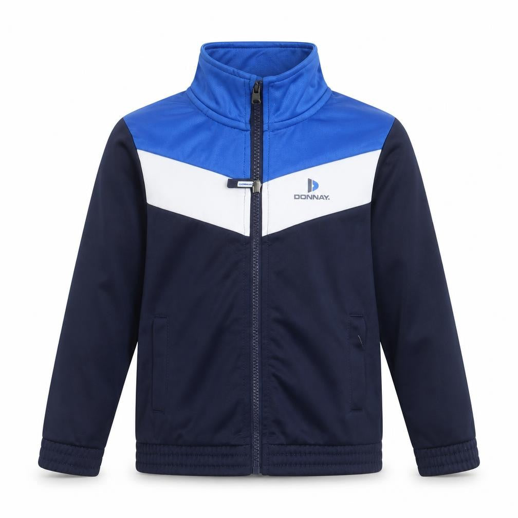 Front view of Donnay boys’ blue track jacket jacket, size 5-6, years