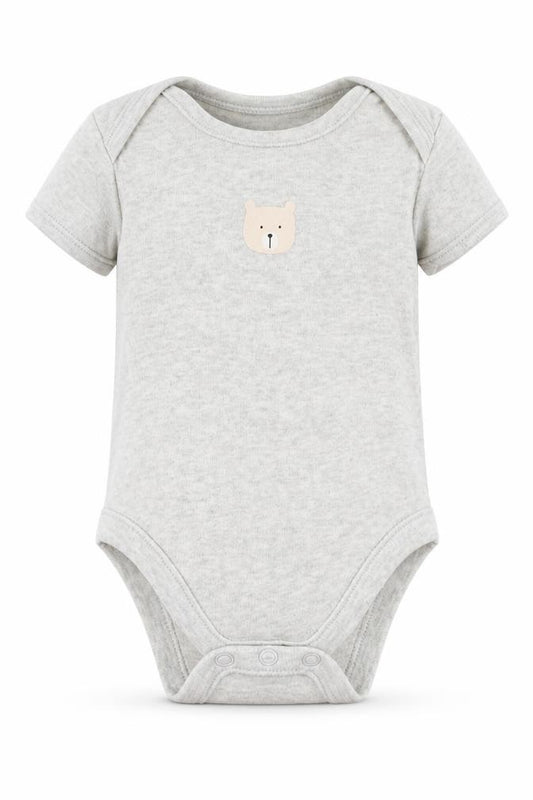 Front view of George Baby Grey Romper One-Piece, size 6-9, Months - Bear