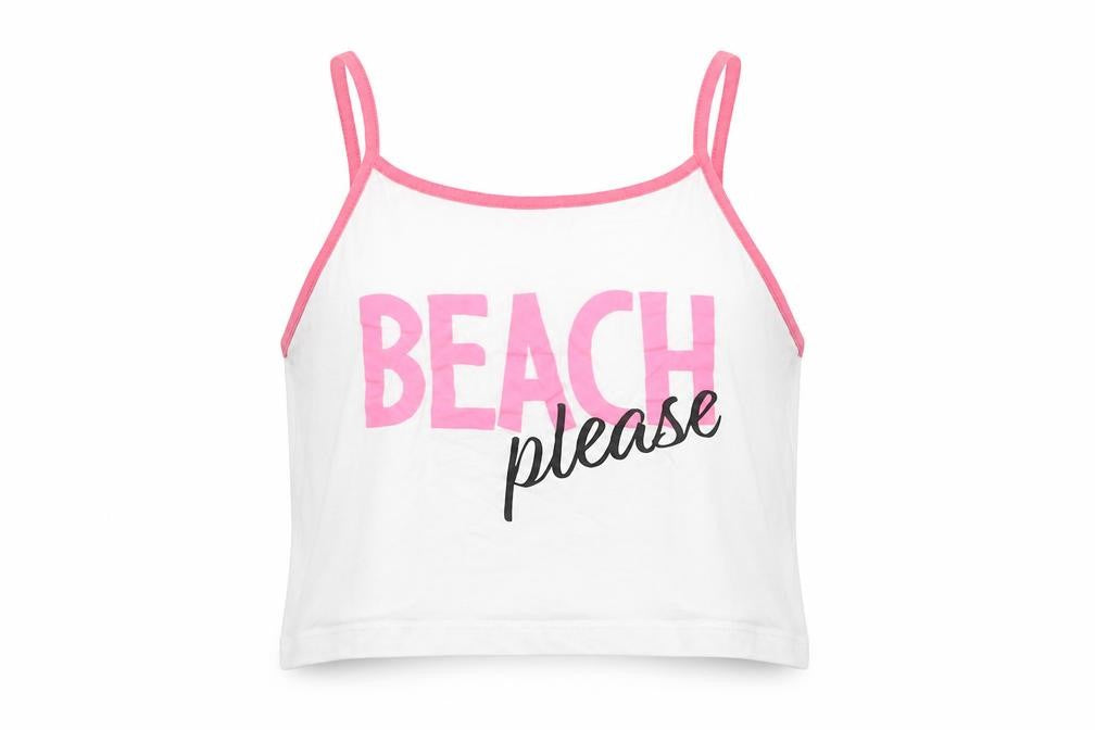 Terranova Girls White   Cropped Tank Size 12-13 Years  - Beach Please