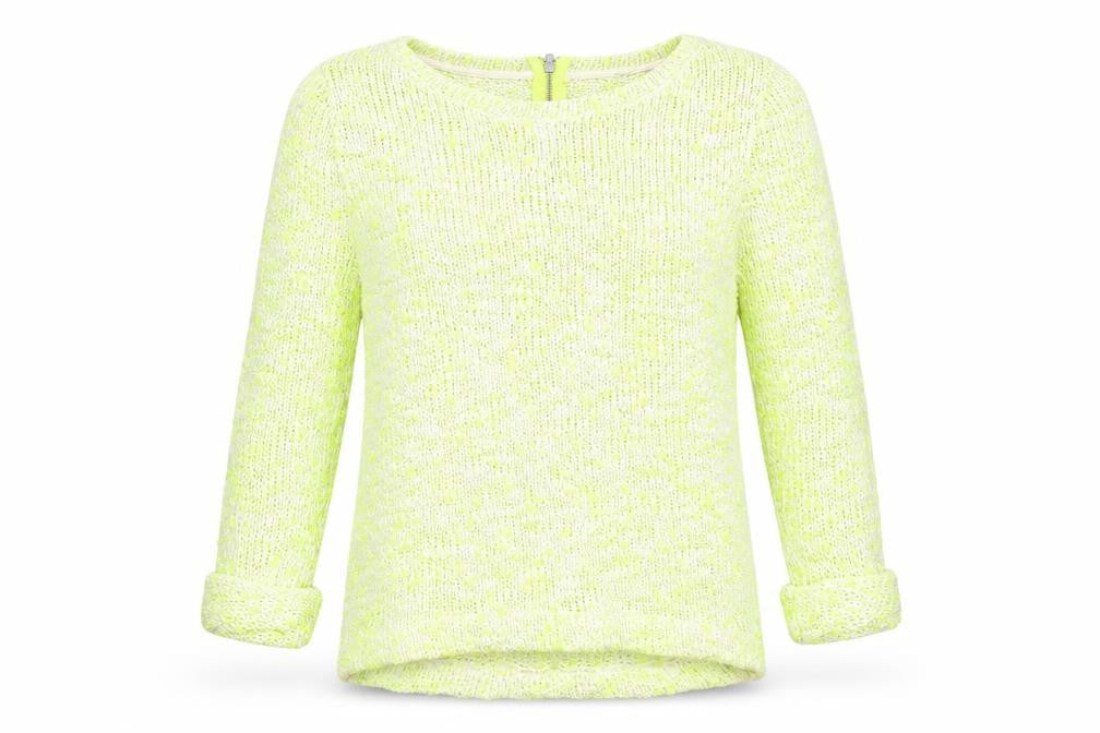 Front view of Miss Selfridge women’s yellow jumper, size UK 6