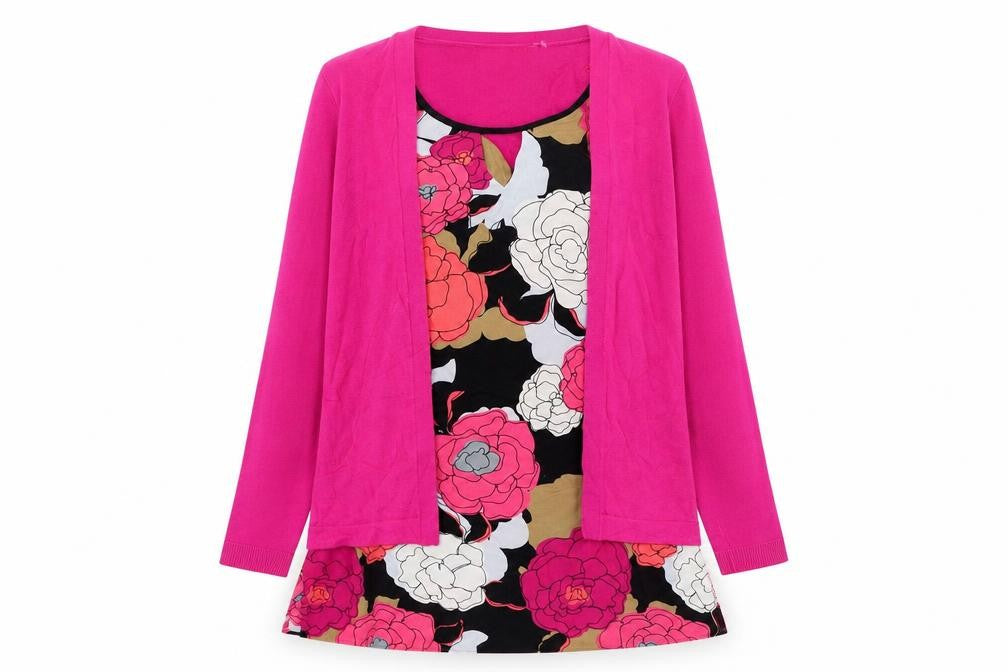 Front view of Next women’s pink floral jumper, size UK 12