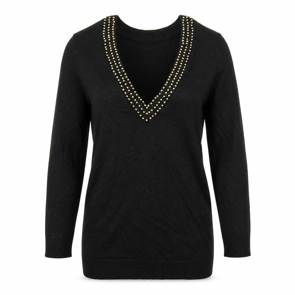 Front view of Motel Rocks women’s black jumper, size S