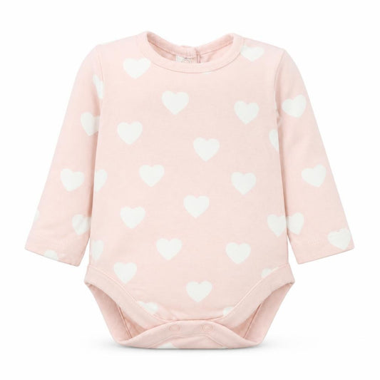 Front view of George girls’ pink polka dot babygrow one-piece, size 0-3, months